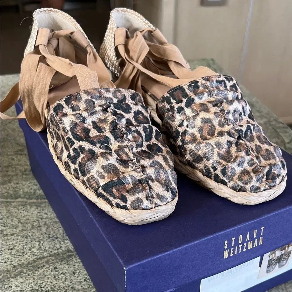 Stuart Weitzman Tan leopard pinup and Black Espadrilles 8